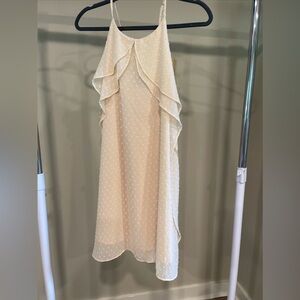 womens short umgee dress large Cream Off White With Textured Dot Details